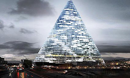Capa: Arranha-céu de vidro e aço. Uma pirâmide de cristal em Paris